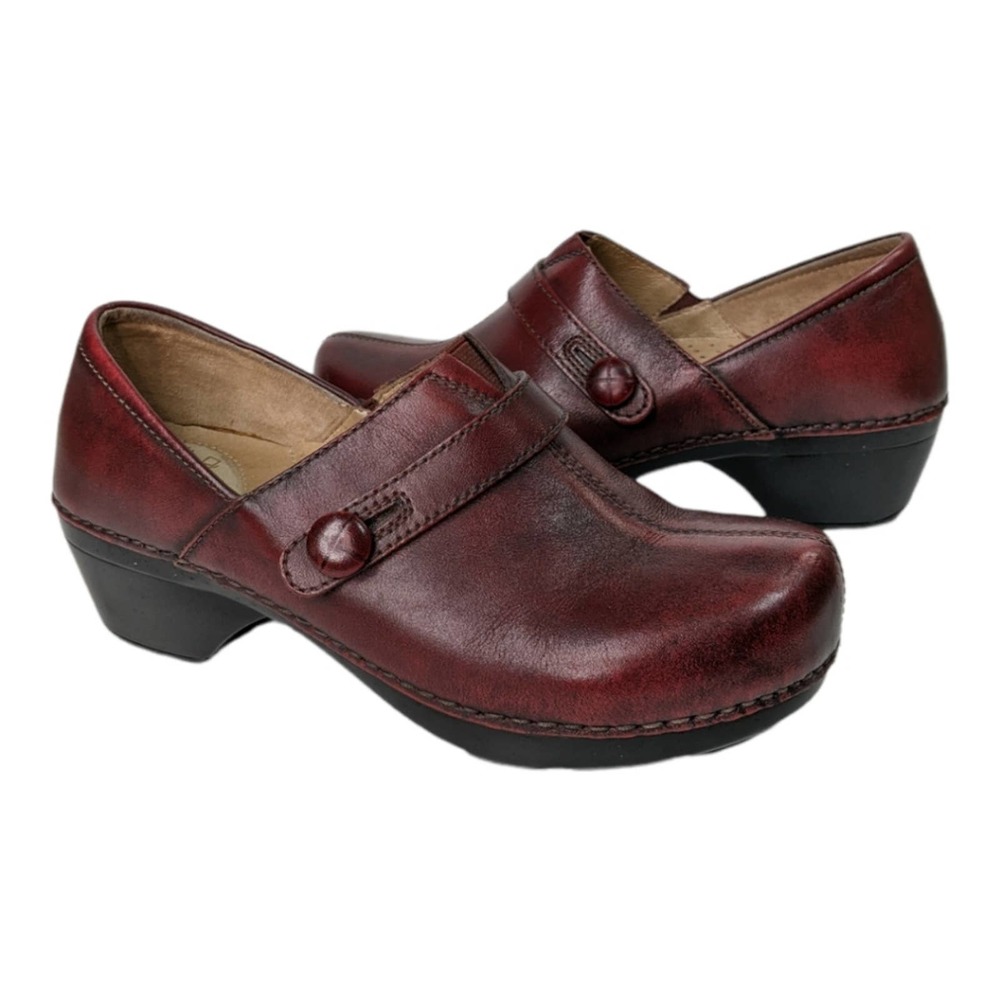 Dansko Burgundy Leather Clogs